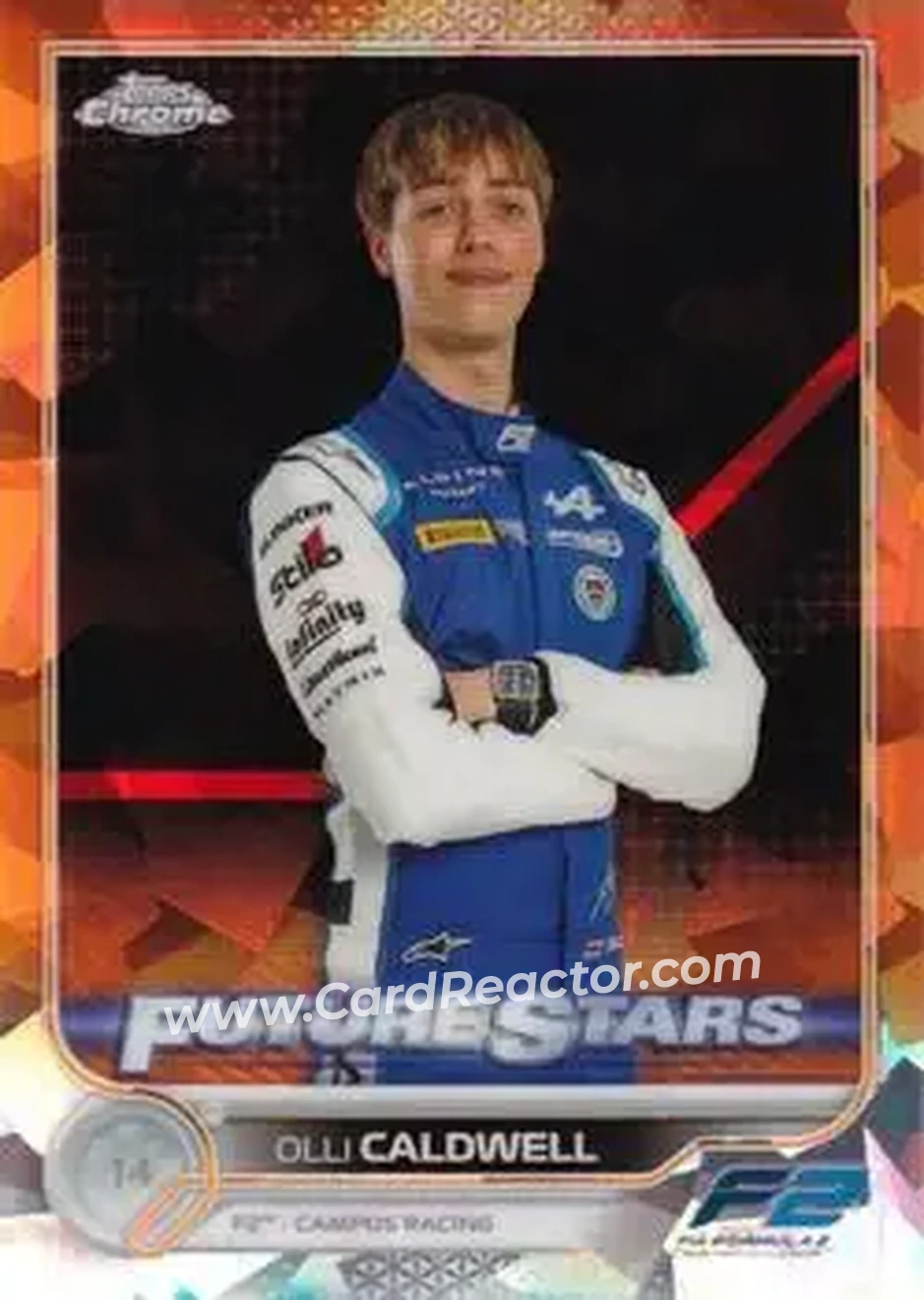 2022 Topps Chrome Sapphire Edition Formula 1 - Orange #89 - Olli Caldwell - Campos Racing F2 - Front 2022 Topps Chrome Sapphire Edition Formula 1 - Orange #89 - Olli Caldwell - Campos Racing F2 - Front