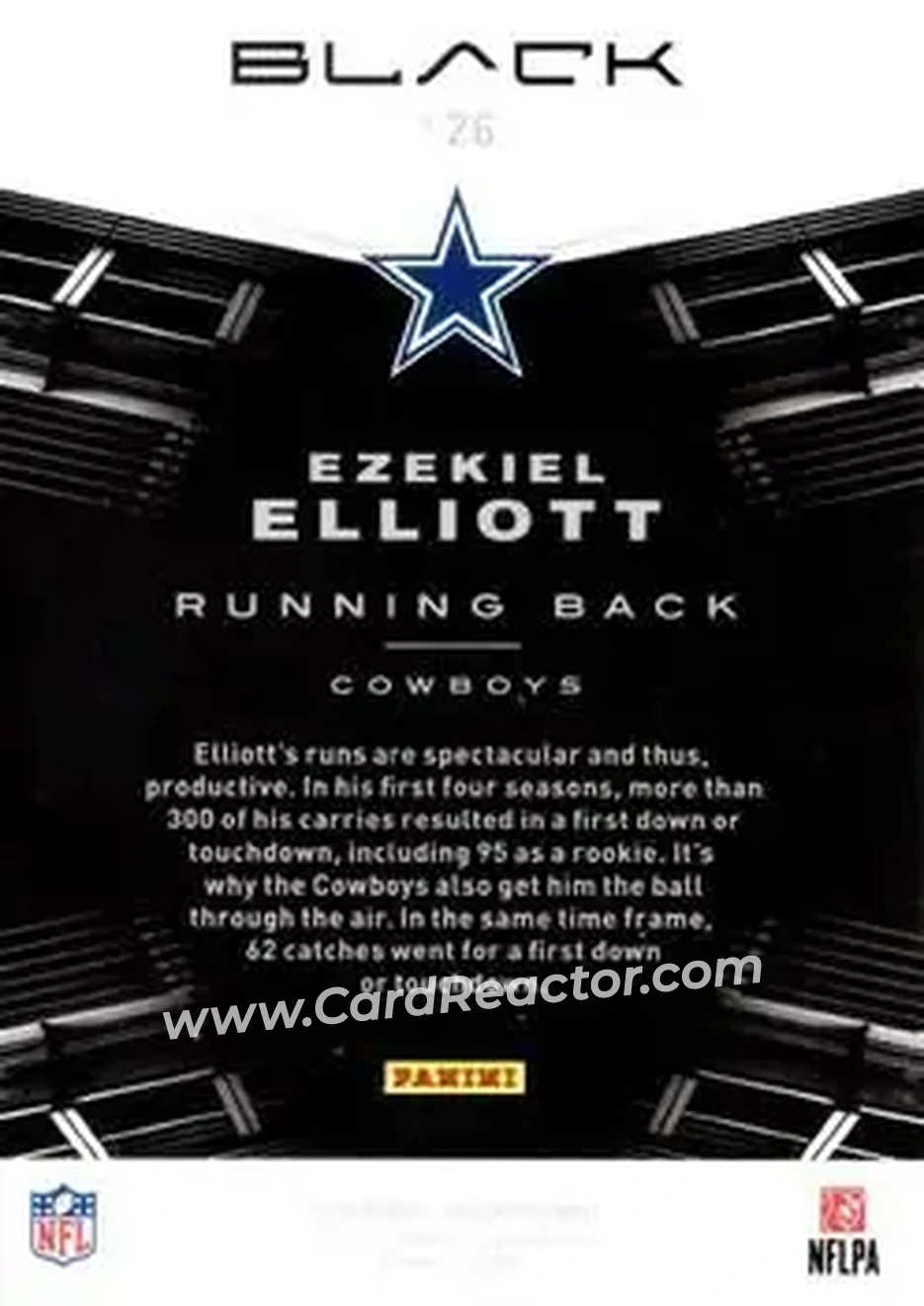 2020 Panini Black - Silver #26 - Ezekiel Elliott - Dallas Cowboys - Back