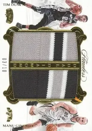 2017-18 Panini Flawless - Dual Diamond Memorabilia Gold #DD-TM - Manu Ginobili - Tim Duncan MEM, SN10 - San Antonio Spurs - San Antonio Spurs
