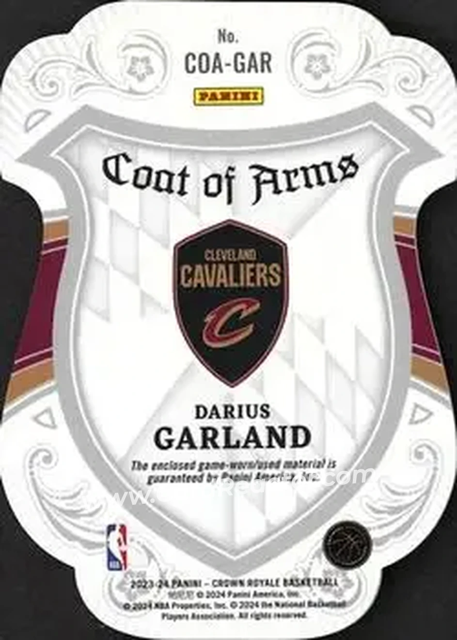 2023-24 Panini Crown Royale - Coat of Arms #COA-GAR - Darius Garland - Cleveland Cavaliers - Back