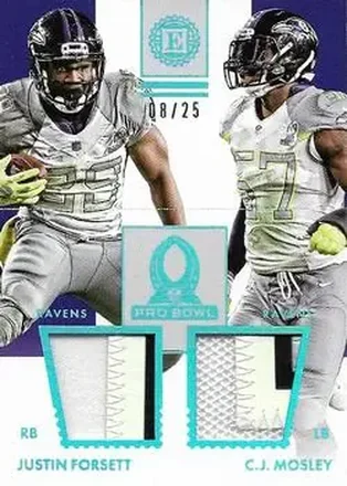 2016 Panini Encased - Pro Bowl Dual Materials Sapphire #23 - C.J. Mosley - Justin Forsett MEM, SN25 - Baltimore Ravens - Baltimore Ravens