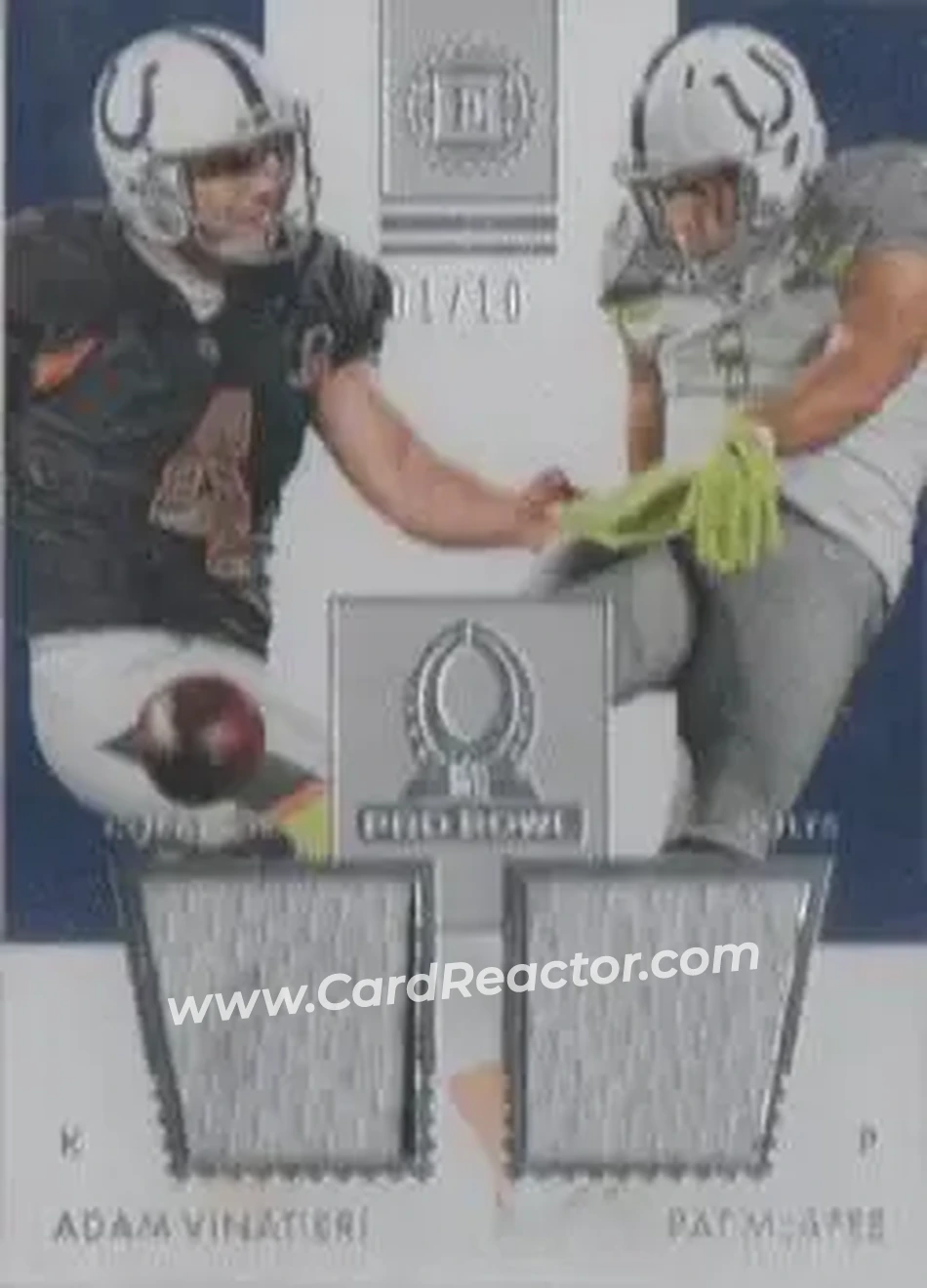 2016 Panini Encased - Pro Bowl Dual Materials Silver #17 - Adam Vinatieri - Pat McAfee MEM, SN10 - Indianapolis Colts - Indianapolis Colts - Front