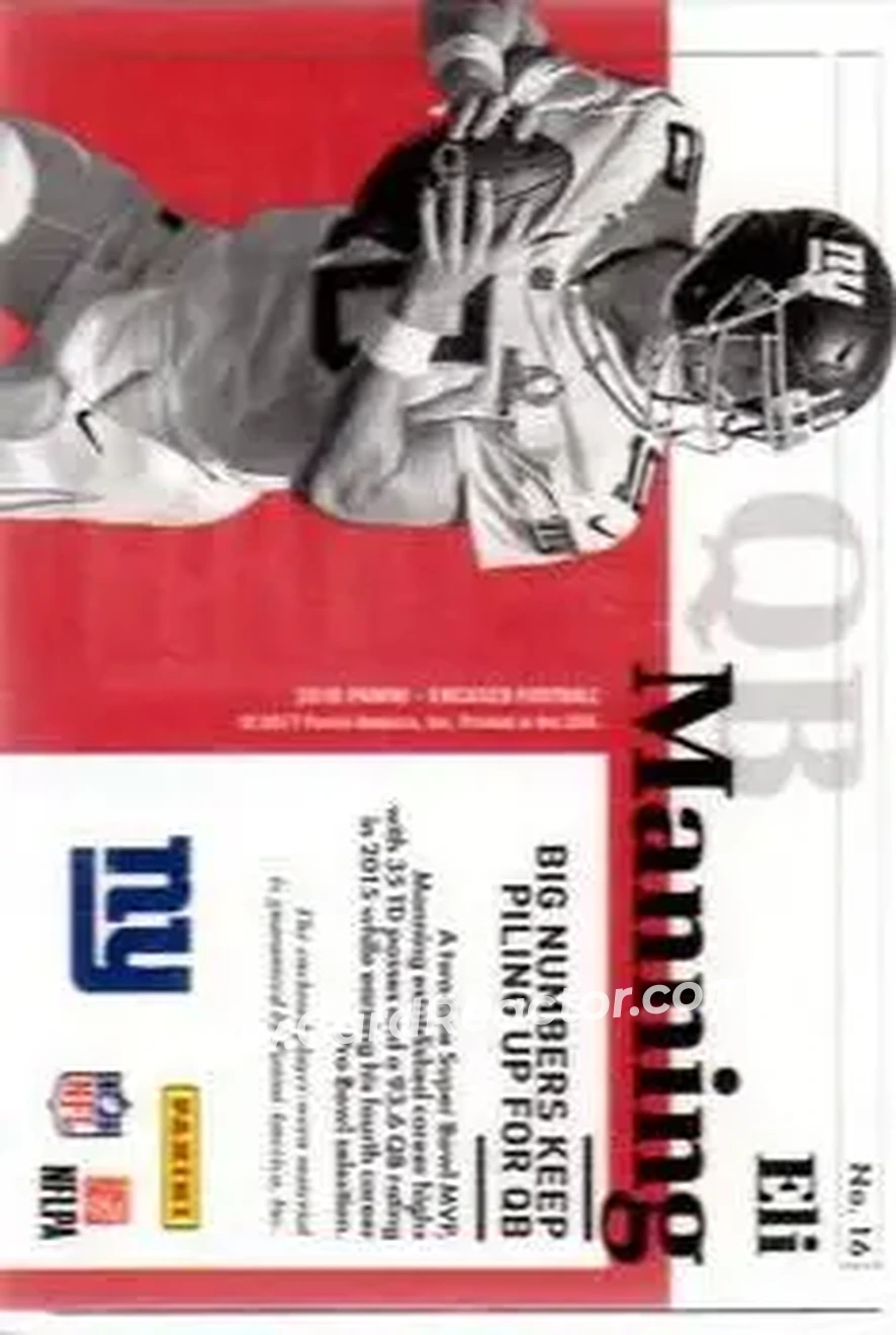 2016 Panini Encased - Pro Bowl Jumbo Materials Platinum #16 - Eli Manning - New York Giants - Back