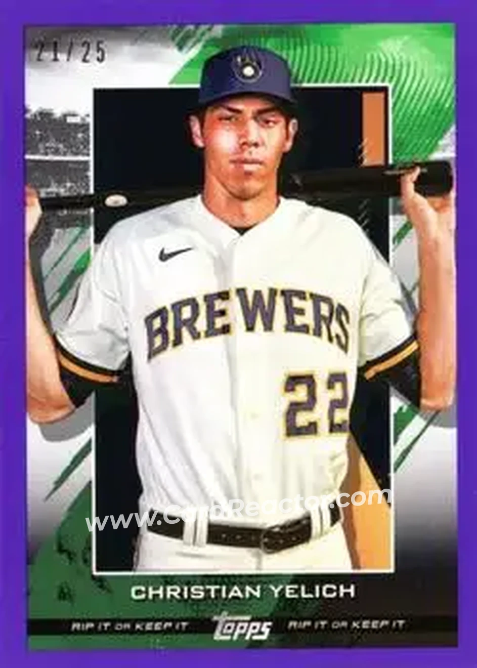 2020 Topps Rip - Purple #36 - Christian Yelich - Milwaukee Brewers - Front