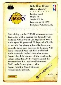 Back of Kobe Bryant