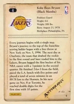 Back of Kobe Bryant