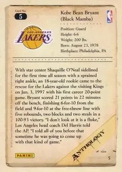 Back of Kobe Bryant