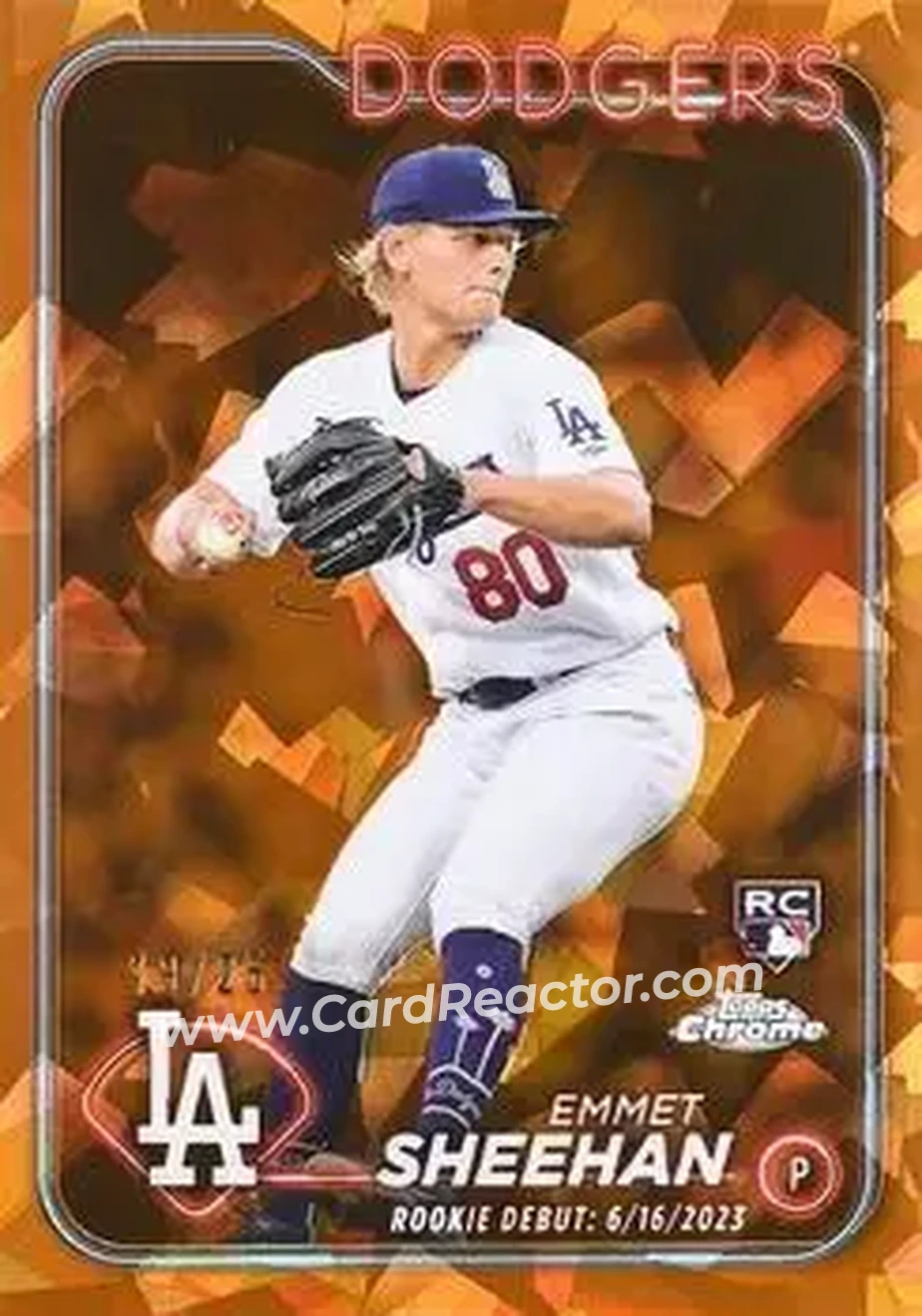 2024 Topps Chrome Update Sapphire Edition - Orange Sapphire #USCS141 - Emmet Sheehan - Los Angeles Dodgers - Front 2024 Topps Chrome Update Sapphire Edition - Orange Sapphire #USCS141 - Emmet Sheehan - Los Angeles Dodgers - Front