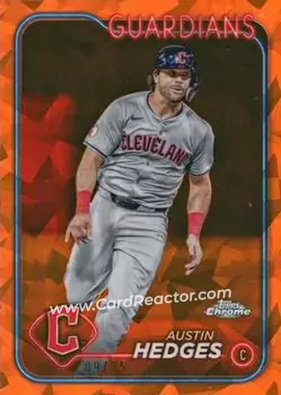 2024 Topps Chrome Update Sapphire Edition - Orange Sapphire #USCS174 - Austin Hedges - Cleveland Guardians - Front