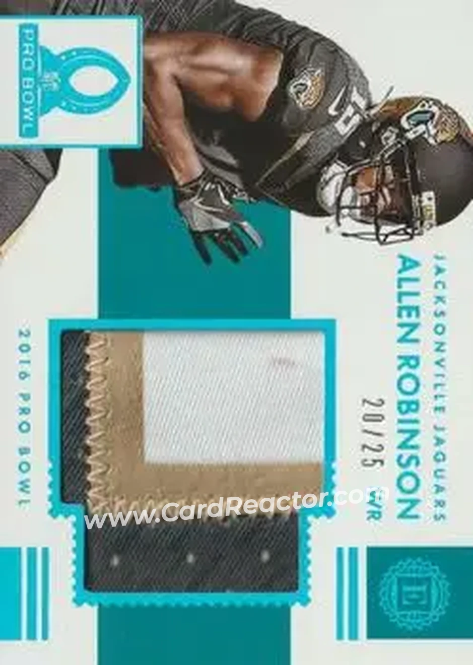 2016 Panini Encased - Pro Bowl Jumbo Materials Sapphire #25 - Allen Robinson II - Jacksonville Jaguars - Front 2016 Panini Encased - Pro Bowl Jumbo Materials Sapphire #25 - Allen Robinson II - Jacksonville Jaguars - Front