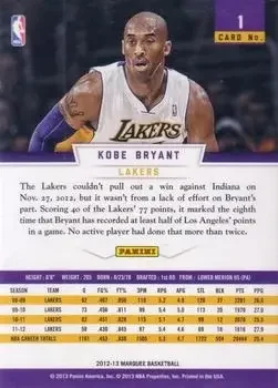 Back of Kobe Bryant