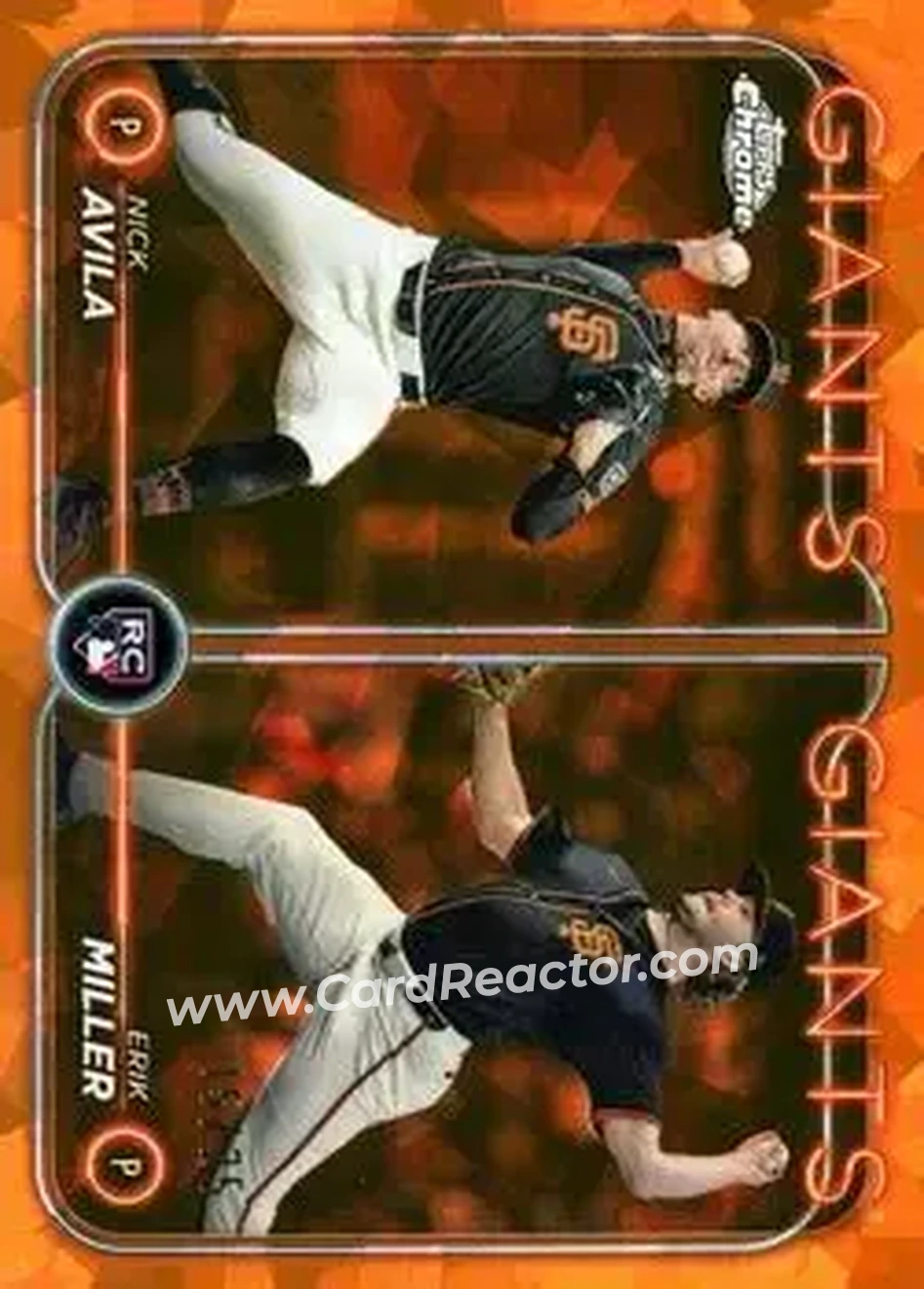 2024 Topps Chrome Update Sapphire Edition - Orange Sapphire #USCS271 - Erik Miller - Nick Avila SN25 - San Francisco Giants - San Francisco Giants - Front