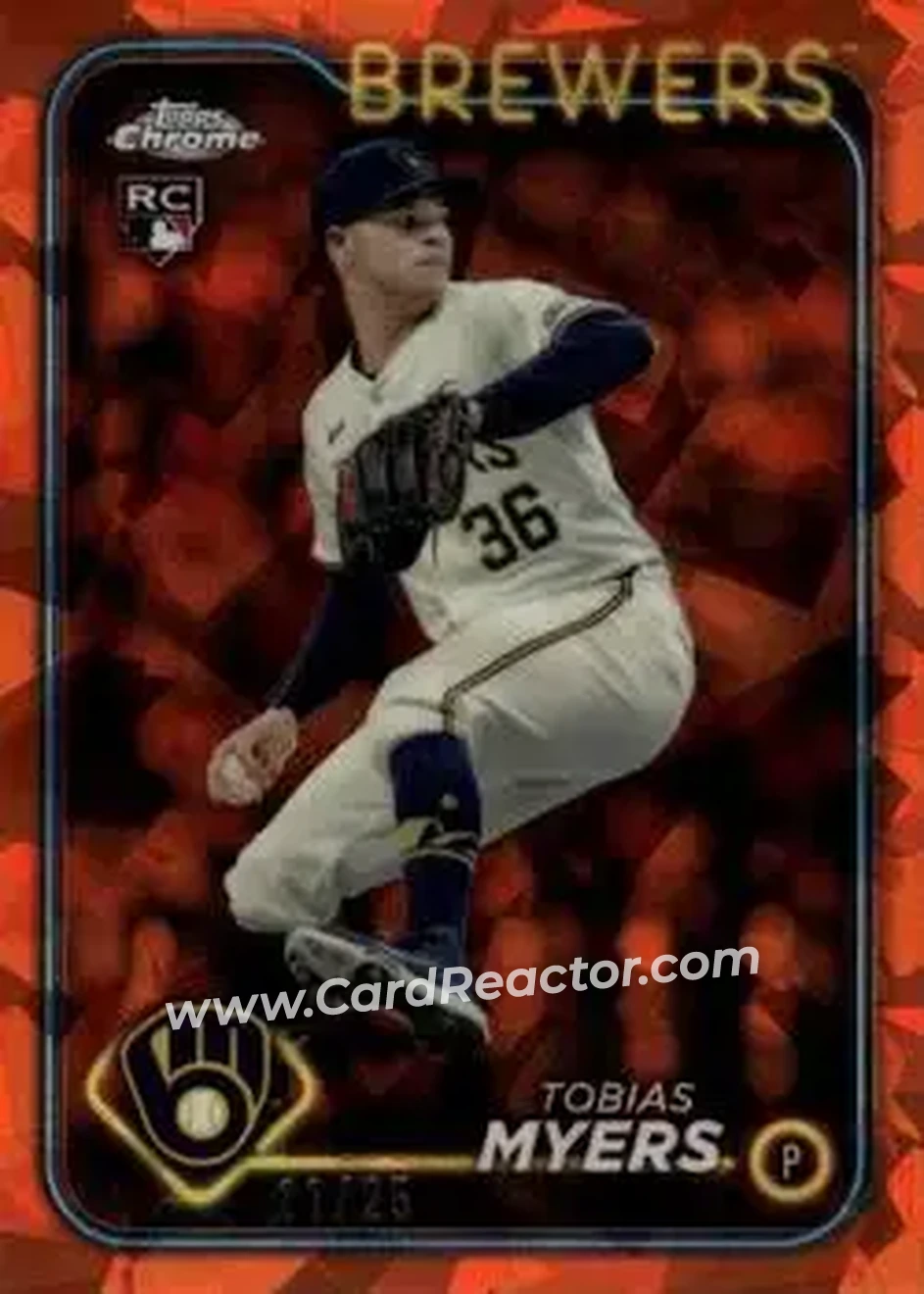 2024 Topps Chrome Update Sapphire Edition - Orange Sapphire #USCS299 - Tobias Myers - Milwaukee Brewers - Front