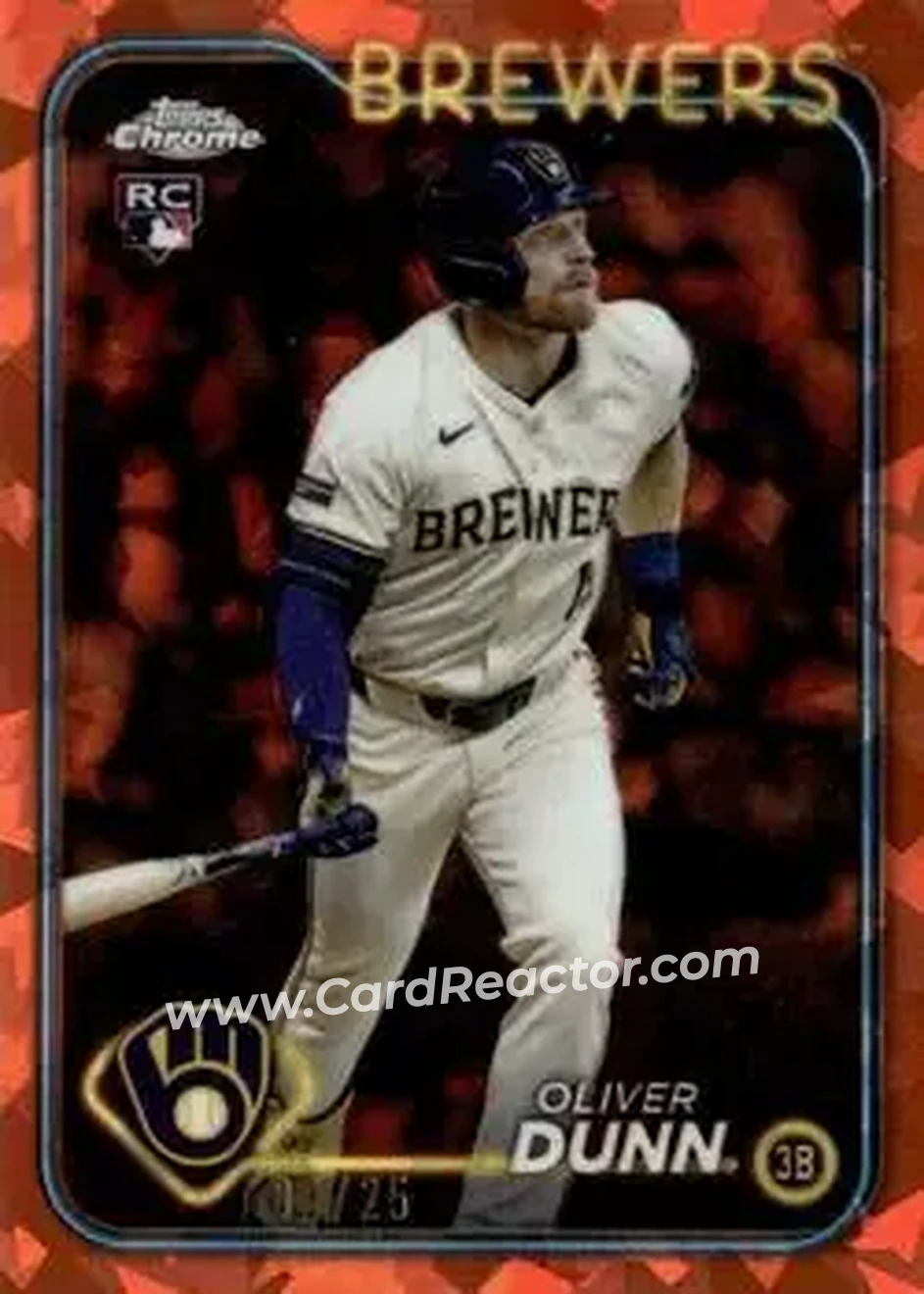 2024 Topps Chrome Update Sapphire Edition - Orange Sapphire #USCS310 - Oliver Dunn - Milwaukee Brewers - Front