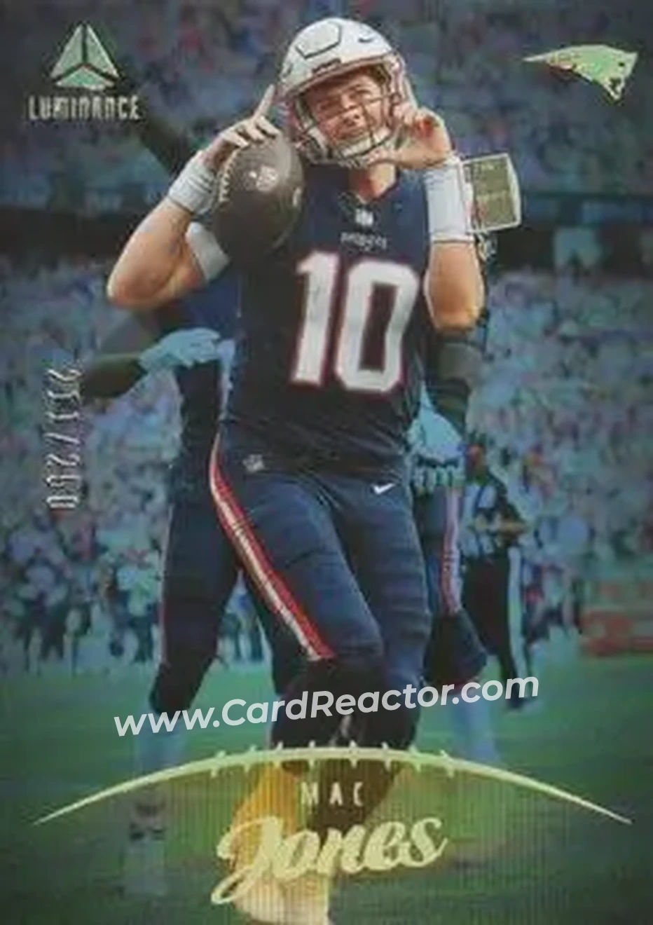 2023 Panini Luminance - Gold #64 - Mac Jones - New England Patriots - Front 2023 Panini Luminance - Gold #64 - Mac Jones - New England Patriots - Front