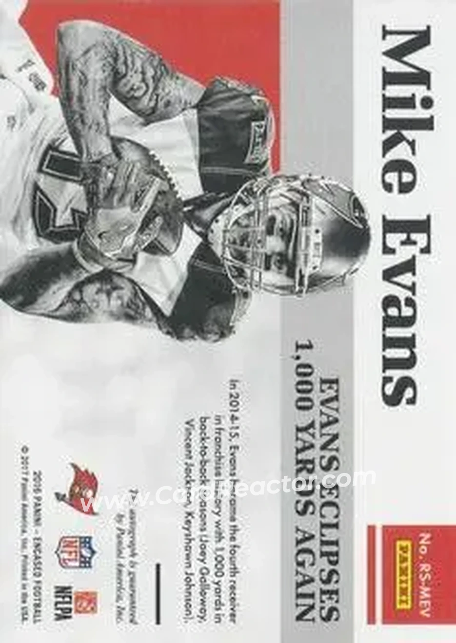 2016 Panini Encased - Reserve Signatures Silver #RS-MEV - Mike Evans - Tampa Bay Buccaneers - Back