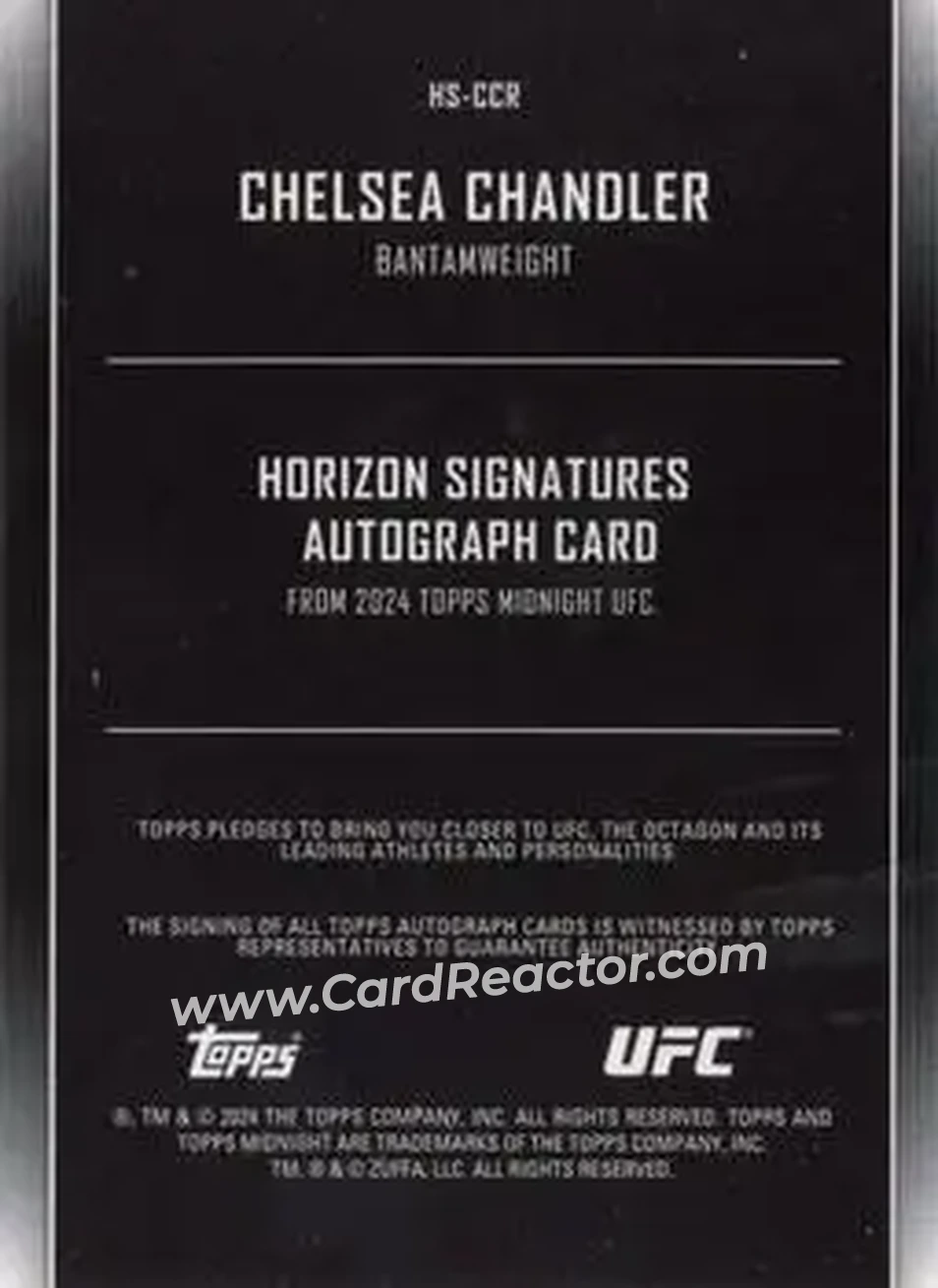 2024 Topps Midnight UFC - Horizon Signatures Twilight #HS-CCR - Chelsea Chandler - Back