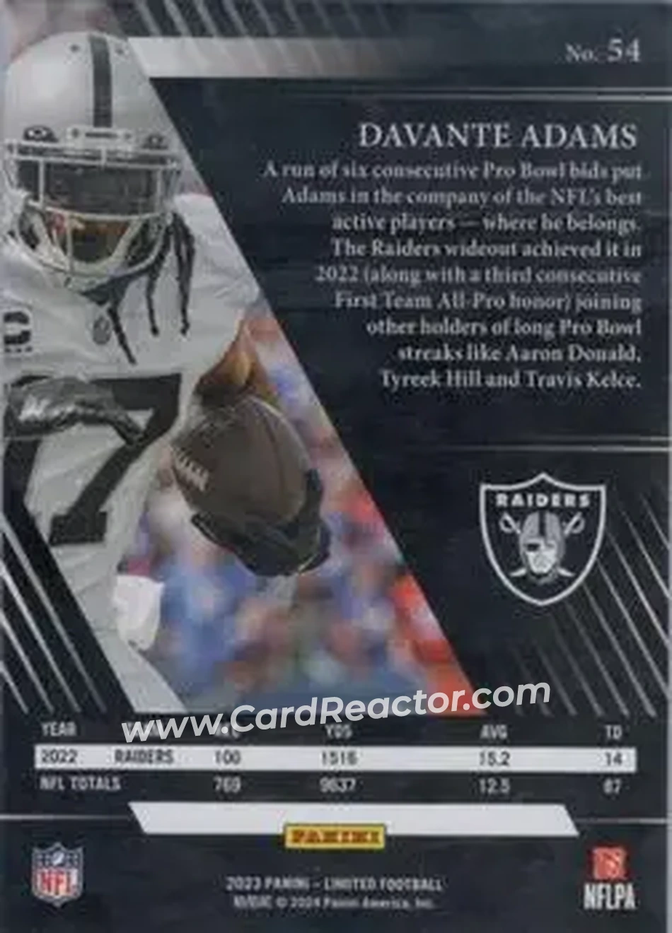 2023 Panini Limited - Ruby Spotlight #54 - Davante Adams - Las Vegas Raiders - Back