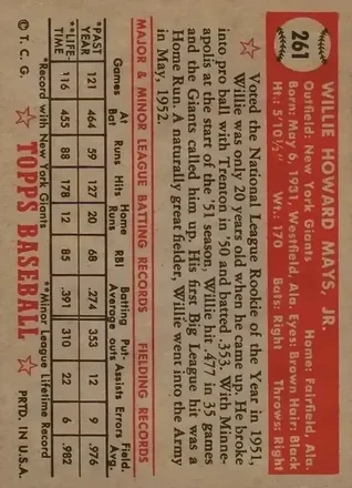 Reverso de Willie Mays