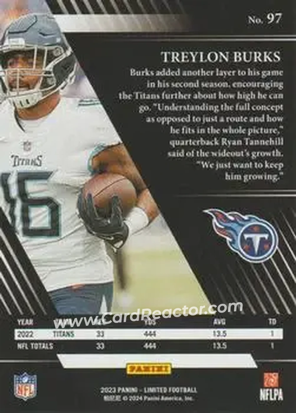 2023 Panini Limited - Ruby Spotlight #97 - Treylon Burks - Tennessee Titans - Back