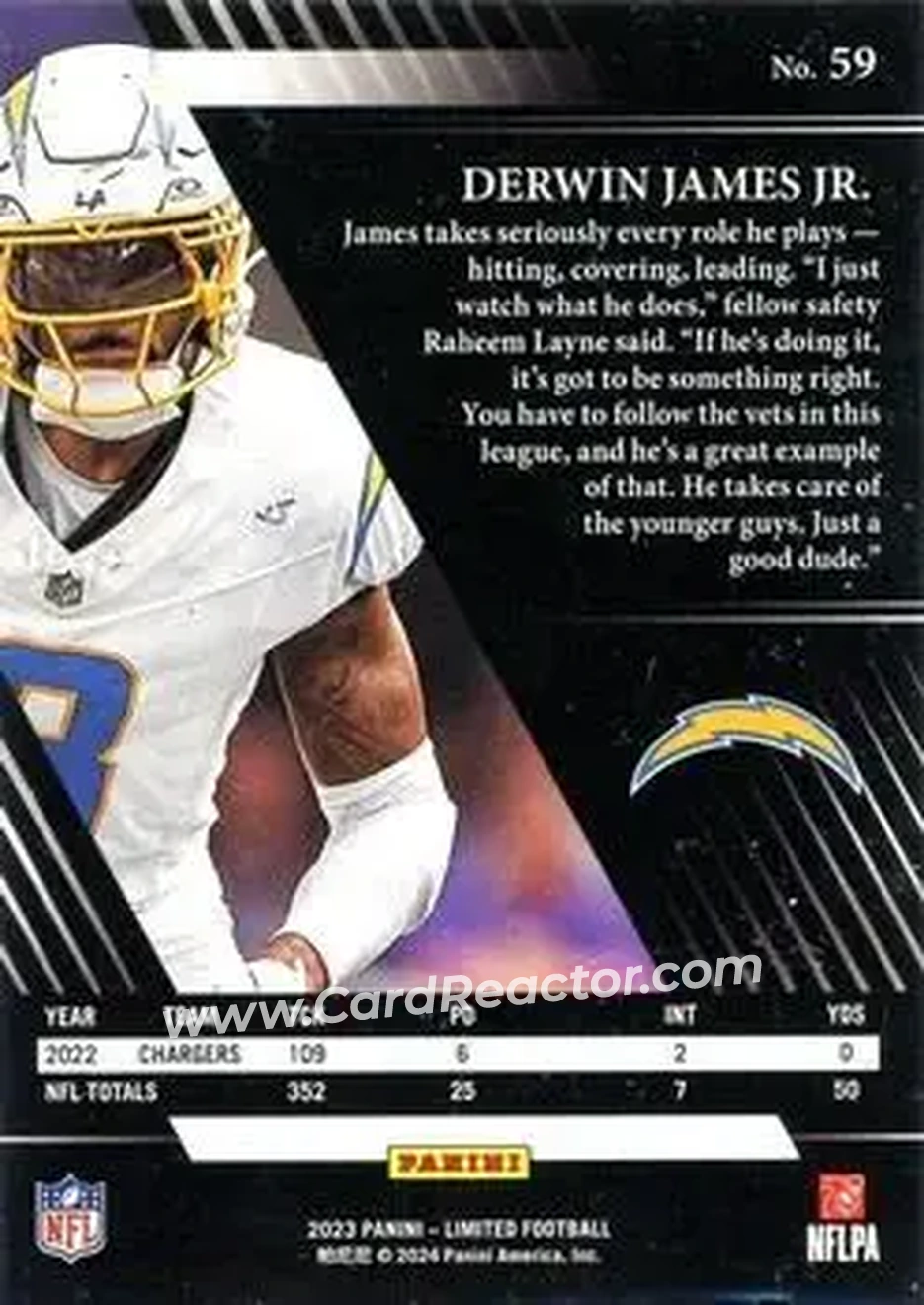 2023 Panini Limited - Sapphire Spotlight #59 - Derwin James Jr. - Los Angeles Chargers - Back