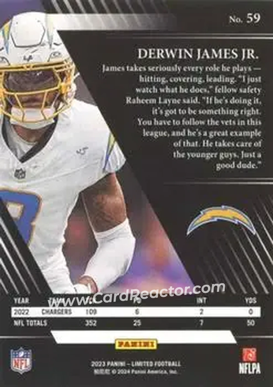 2023 Panini Limited - Silver Spotlight #59 - Derwin James Jr. - Los Angeles Chargers - Back