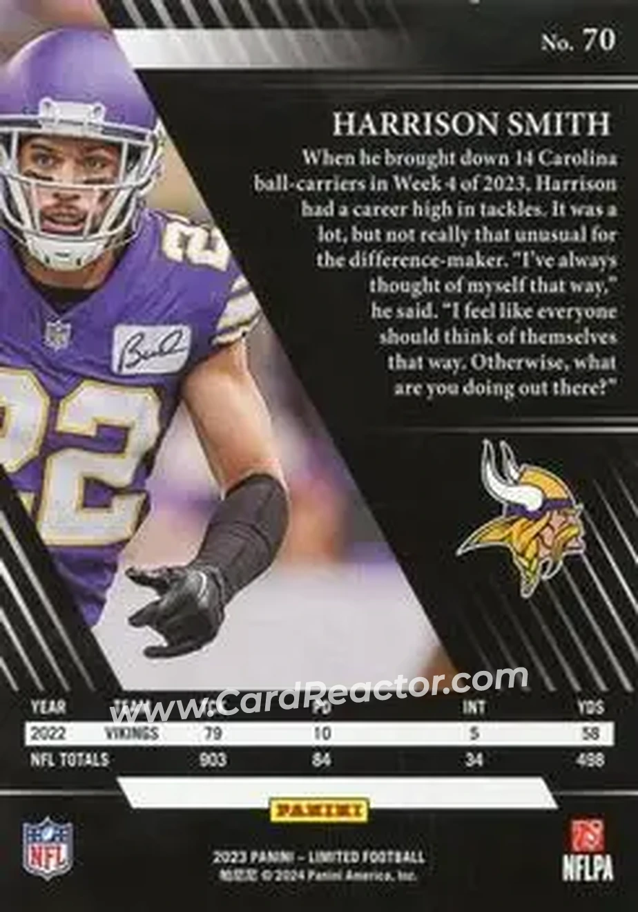 2023 Panini Limited - Silver Spotlight #70 - Harrison Smith - Minnesota Vikings - Back