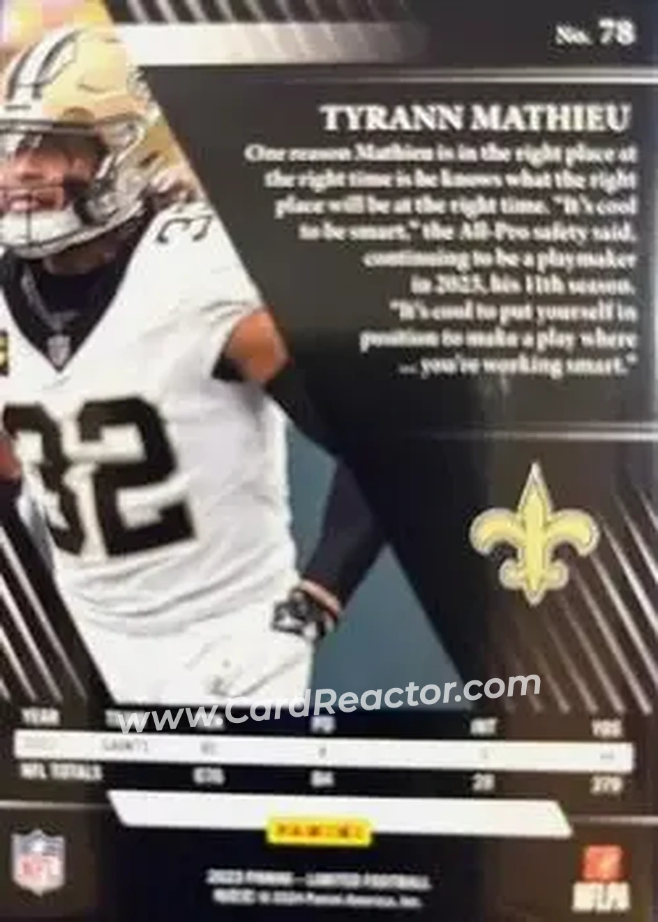 2023 Panini Limited - Silver Spotlight #78 - Tyrann Mathieu - New Orleans Saints - Back
