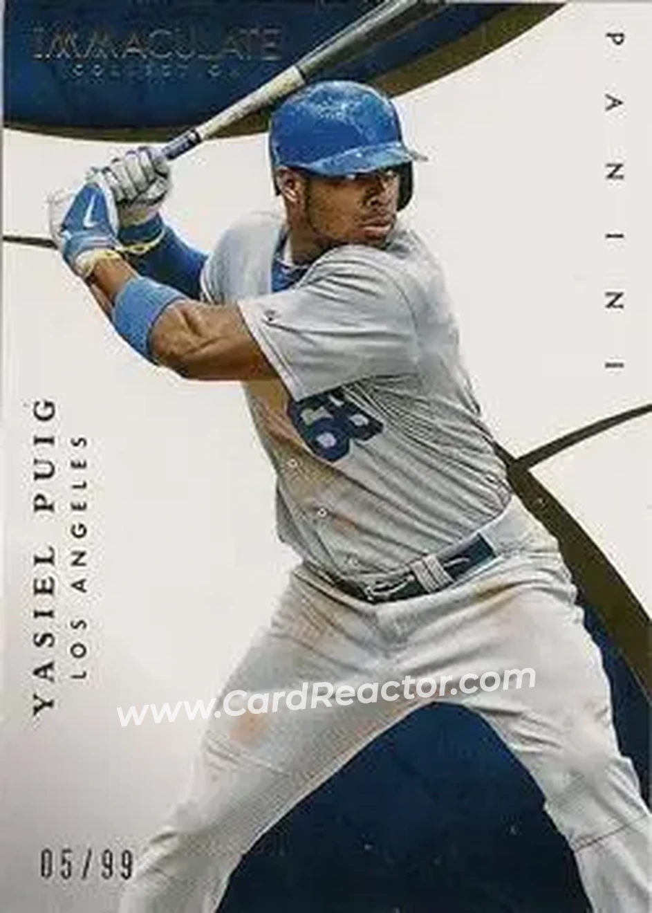2015 Panini Immaculate Collection #17 - Yasiel Puig - Los Angeles Dodgers - Front