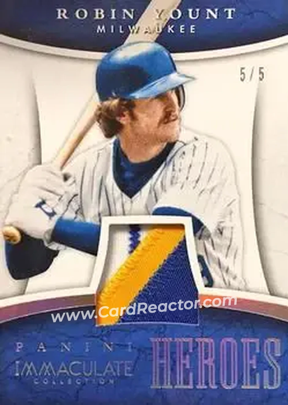 2015 Panini Immaculate Collection - Immaculate Heroes Materials Prime #15 - Robin Yount - Milwaukee Brewers - Front