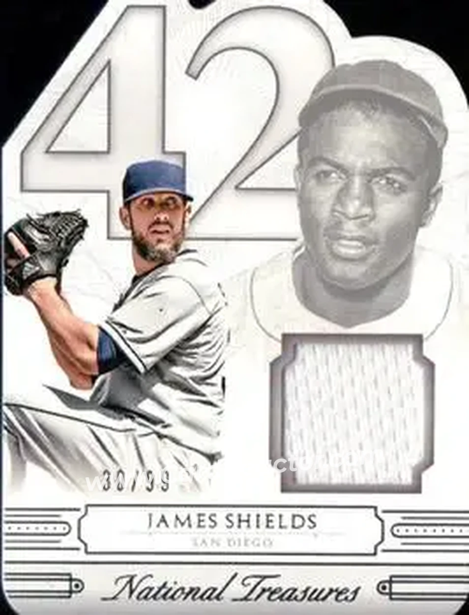 2015 Panini National Treasures - 42 Tribute #25 - James Shields - San Diego Padres - Front 2015 Panini National Treasures - 42 Tribute #25 - James Shields - San Diego Padres - Front