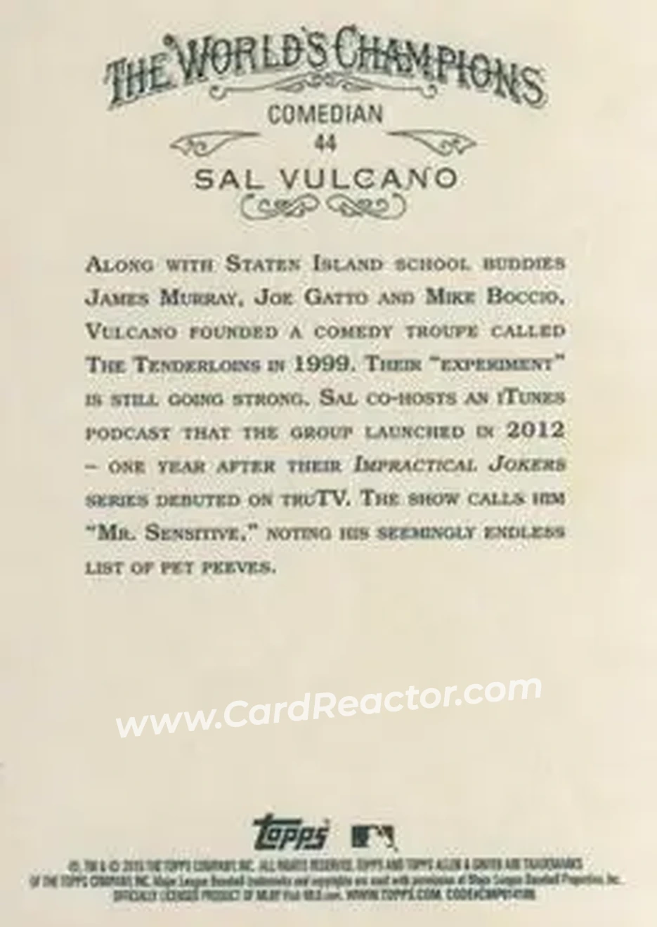 2015 Topps Allen & Ginter #44 - Sal Vulcano - Back