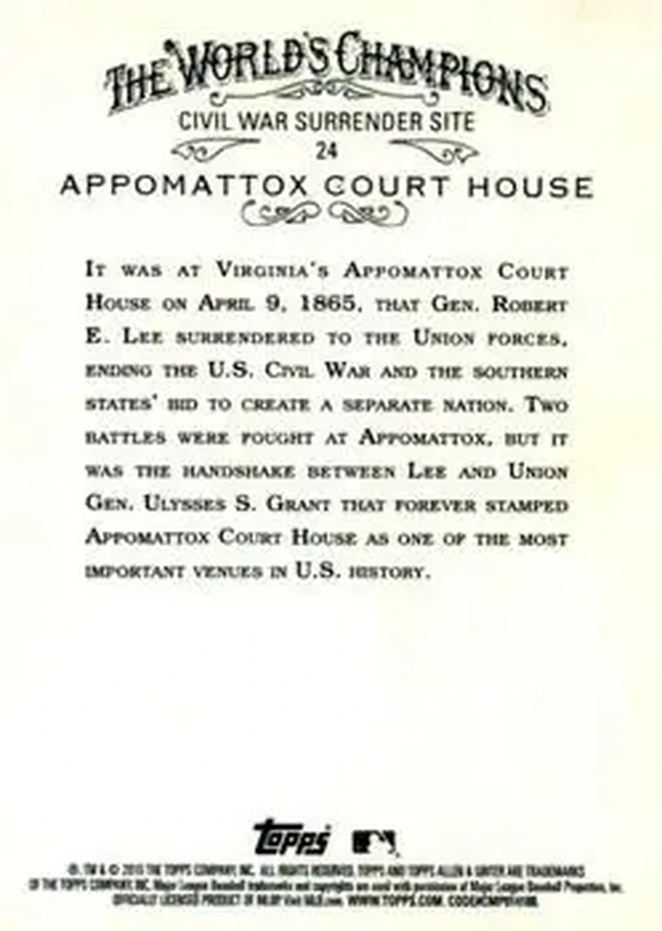 2015 Topps Allen & Ginter X #24 - Appomattox Court House - Back