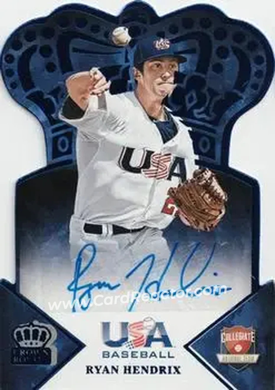 2015 Panini USA Baseball - Crown Royale Blue Signatures #9 - Ryan Hendrix - USA - Front
