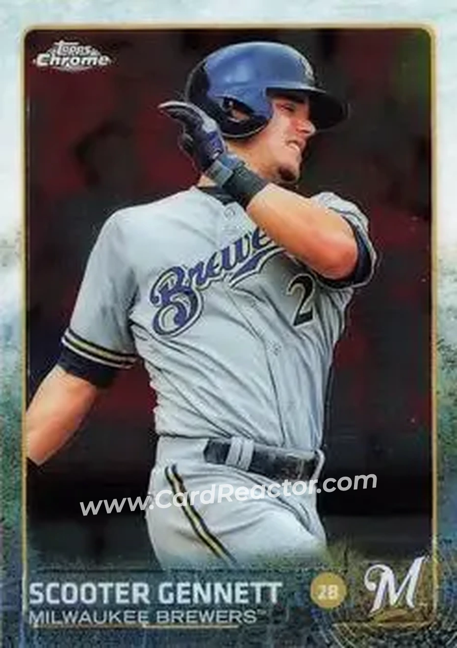 2015 Topps Chrome #3 - Scooter Gennett - Milwaukee Brewers - Front 2015 Topps Chrome #3 - Scooter Gennett - Milwaukee Brewers - Front