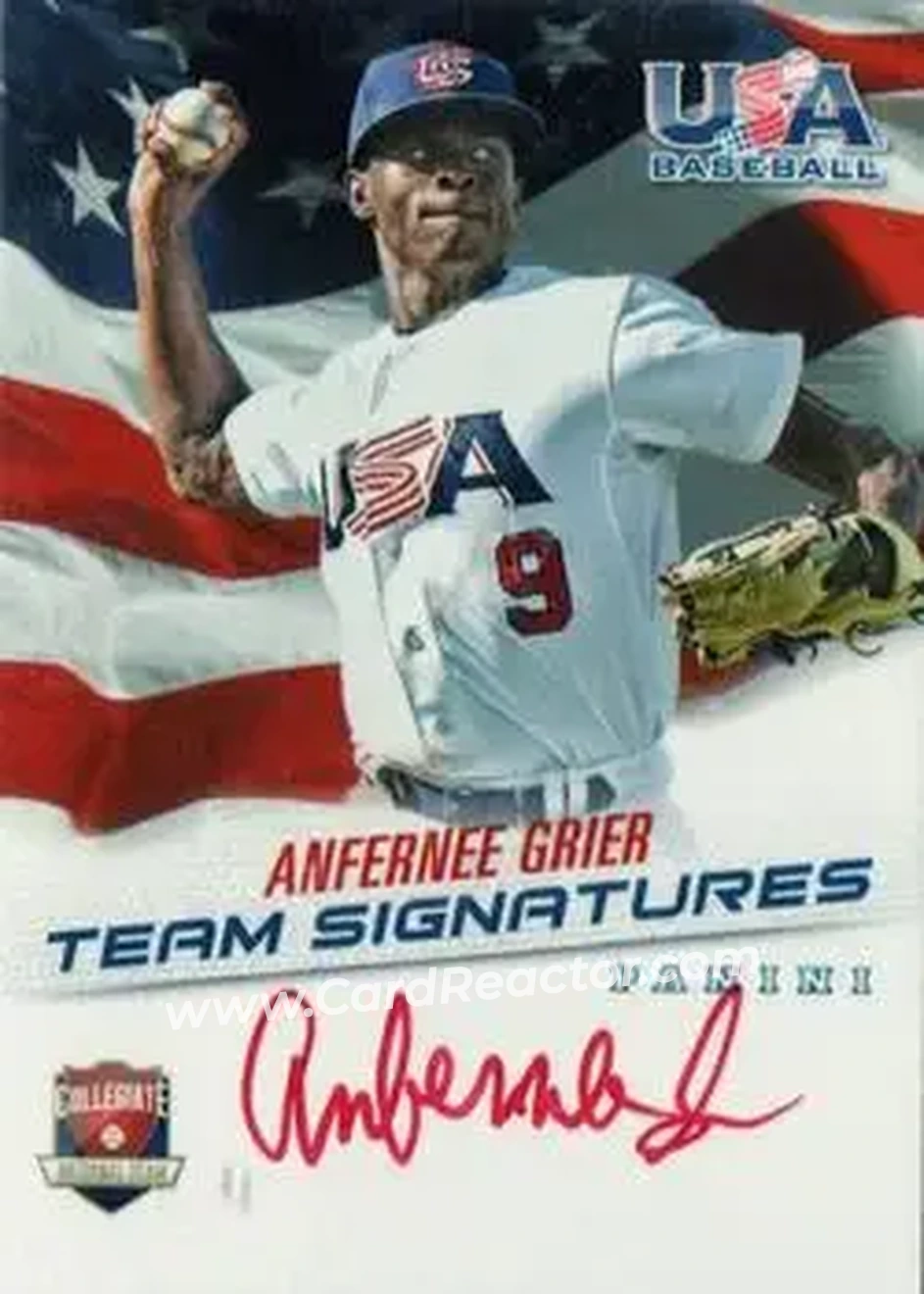 2015 Panini USA Baseball - Collegiate National Team Signatures Red Ink #AG - Anfernee Grier - USA