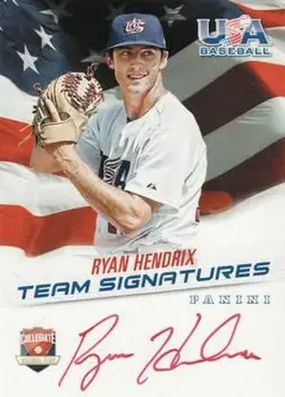 2015 Panini USA Baseball - Collegiate National Team Signatures Red Ink #RH - Ryan Hendrix - USA