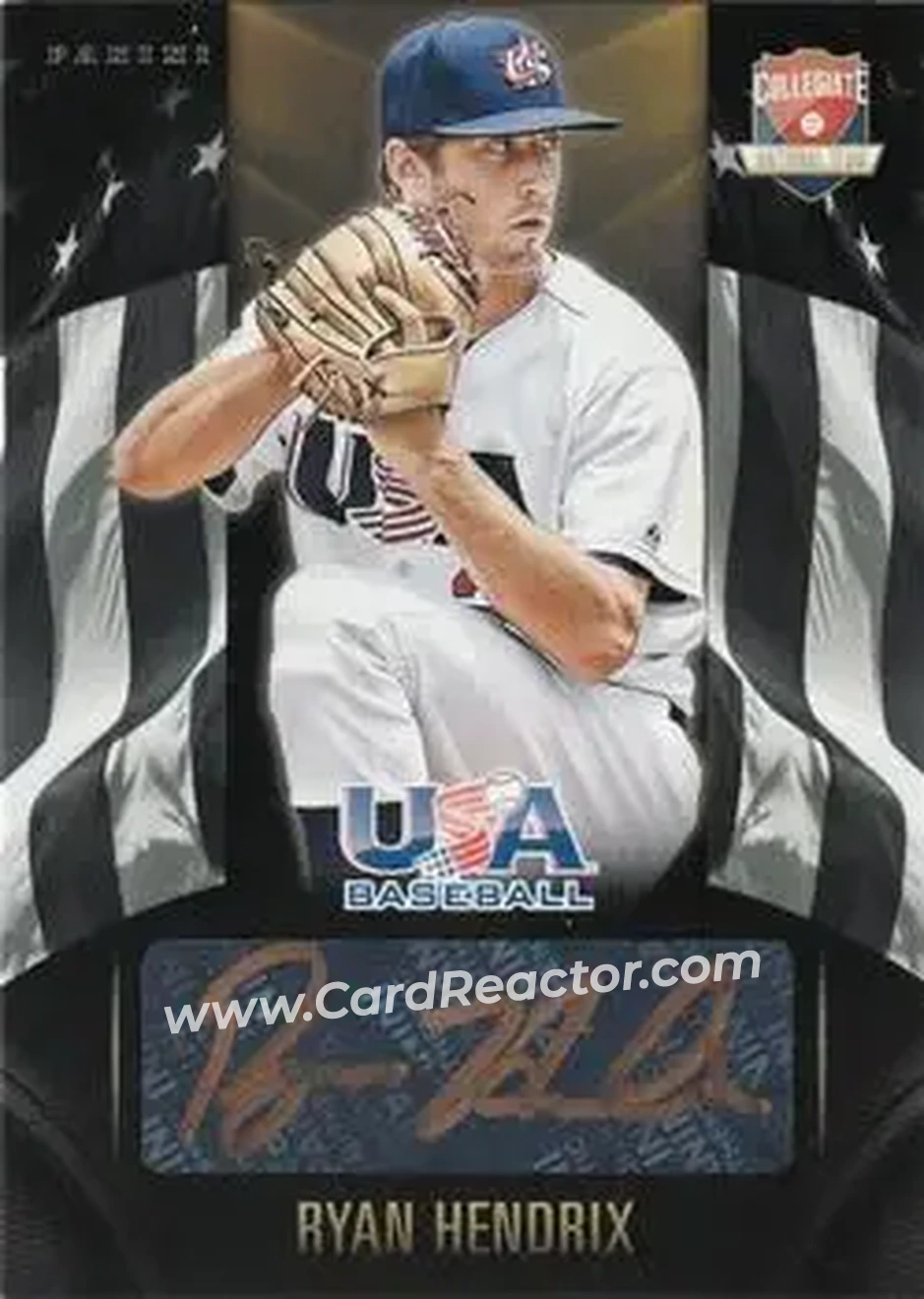 2015 Panini USA Baseball - Collegiate National Team Black Gold Signatures #RH - Ryan Hendrix - USA - Front