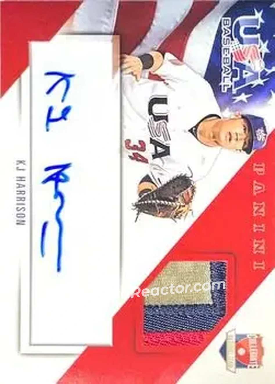 2015 Panini USA Baseball - Collegiate National Team Jerseys Prime Signatures #8 - KJ Harrison - USA