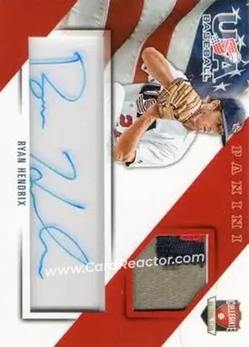 2015 Panini USA Baseball - Collegiate National Team Jerseys Prime Signatures #9 - Ryan Hendrix - USA - Front