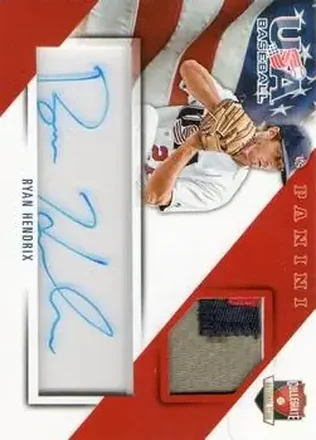 2015 Panini USA Baseball - Collegiate National Team Jerseys Prime Signatures #9 - Ryan Hendrix - USA