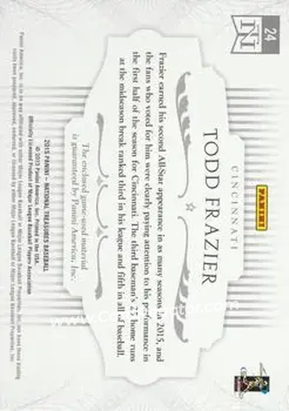 2015 Panini National Treasures - All-Star #24 - Todd Frazier - Cincinnati Reds - Back