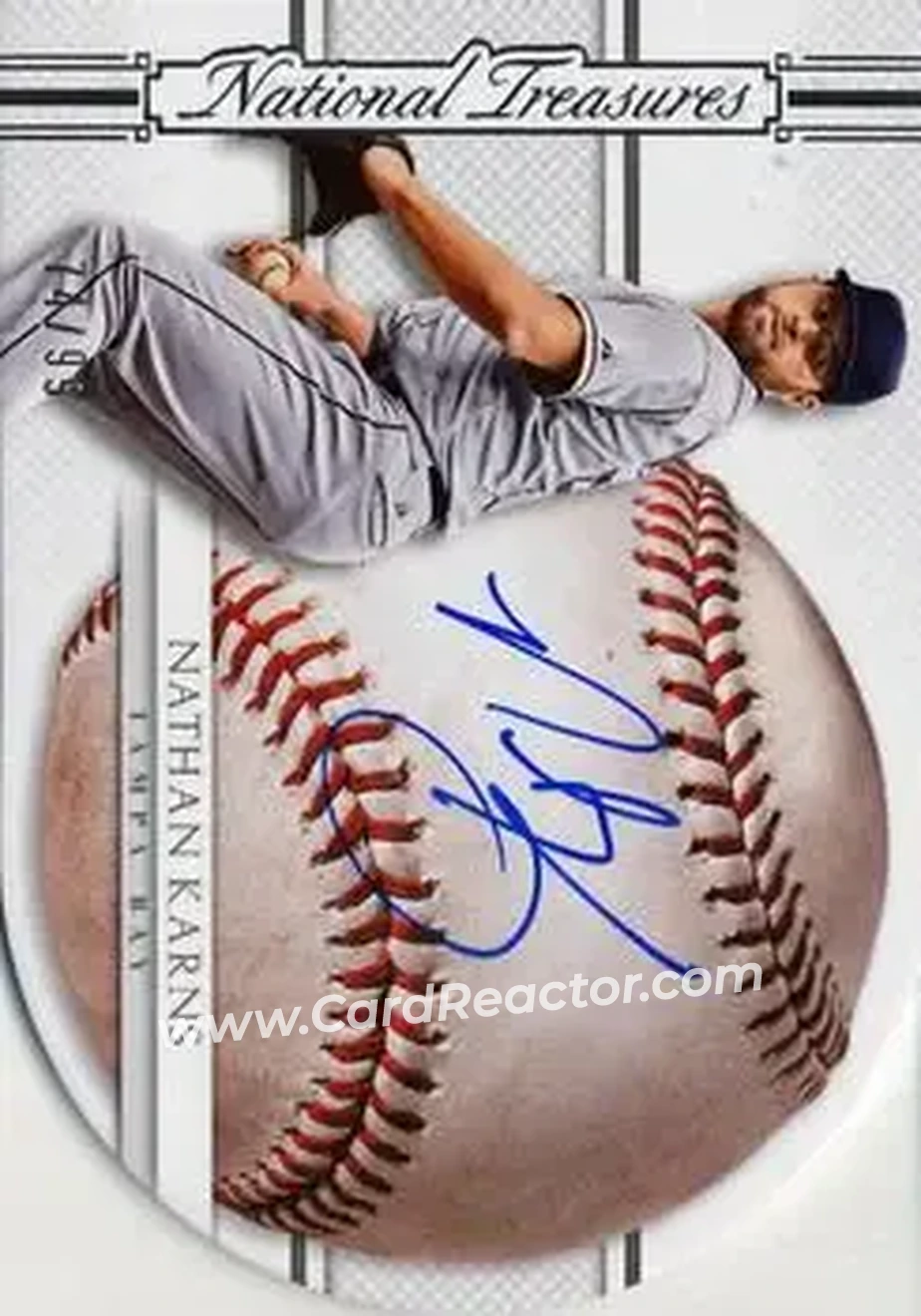 2015 Panini National Treasures - BB Signature Die Cuts #98 - Nathan Karns - Tampa Bay Rays - Front