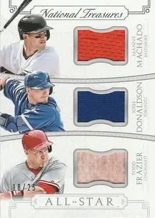 2015 Panini National Treasures #4 All-Star Triples Manny Machado - Josh Donaldson - Todd Frazier MEM, SN25 - Baltimore Orioles - Toronto Blue Jays - Cincinnati Reds
