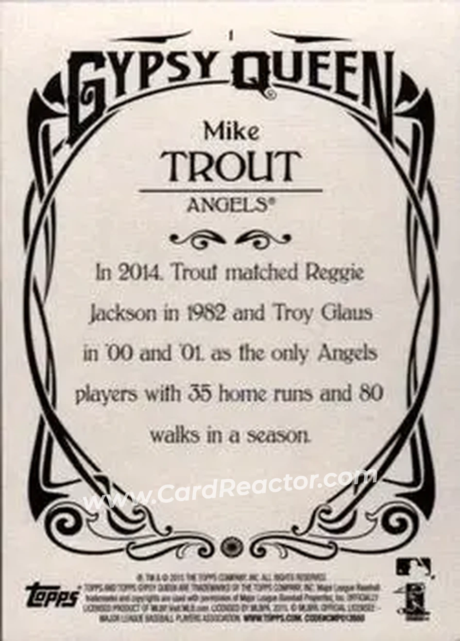 2015 Topps Gypsy Queen #1b - Mike Trout - Los Angeles Angels - Back 2015 Topps Gypsy Queen #1b - Mike Trout - Los Angeles Angels - Back