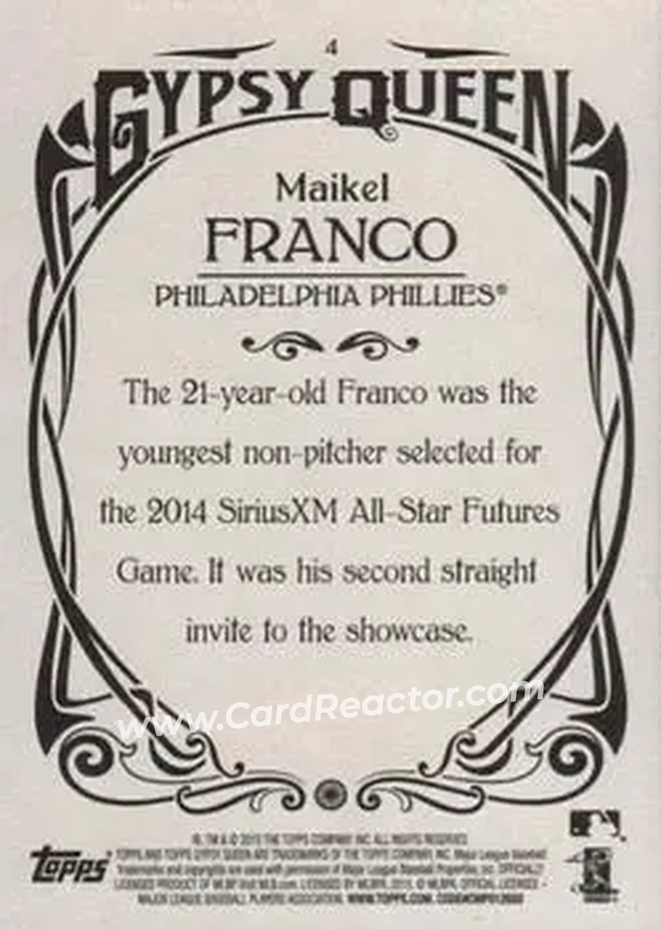 2015 Topps Gypsy Queen #4 - Maikel Franco - Philadelphia Phillies - Back