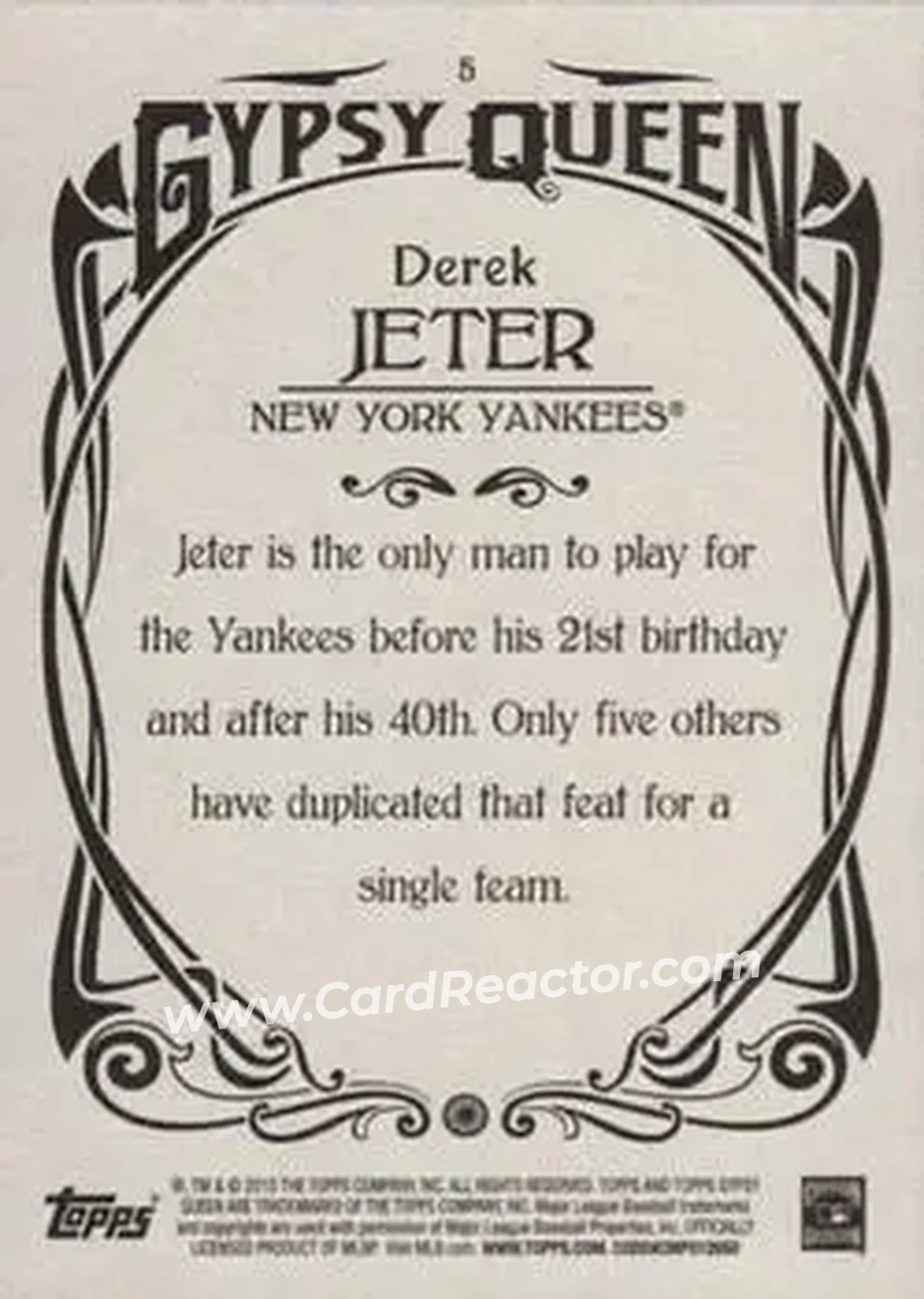 2015 Topps Gypsy Queen #5 - Derek Jeter - New York Yankees - Back