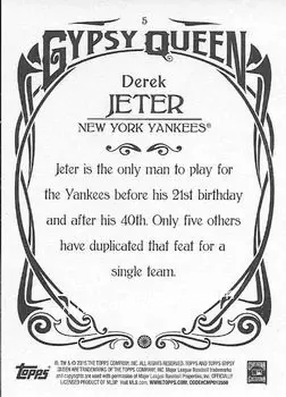 2015 Topps Gypsy Queen #5b - Derek Jeter - New York Yankees - Back