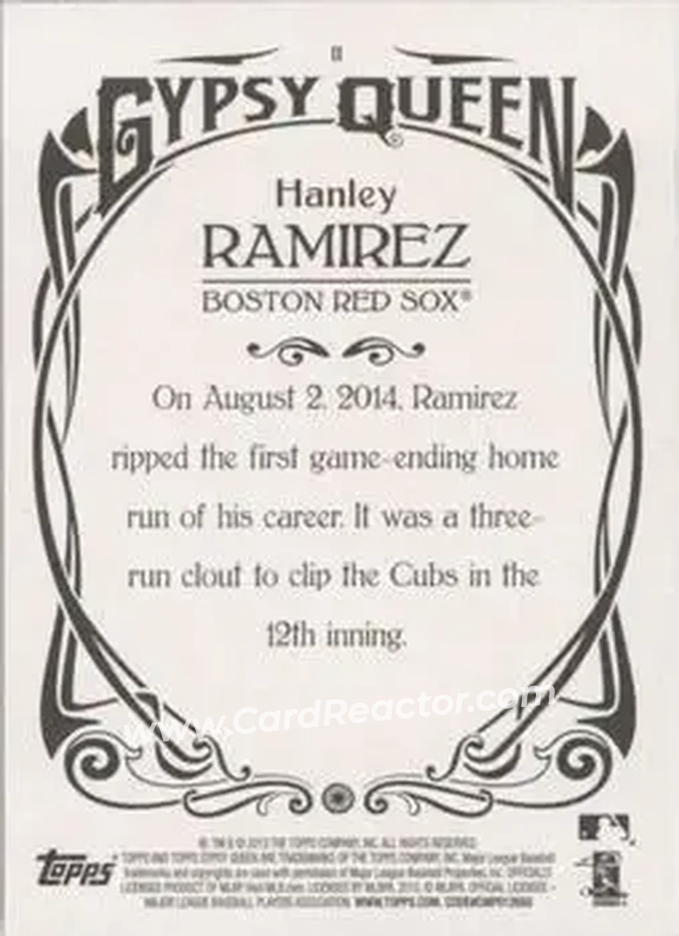 2015 Topps Gypsy Queen #11 - Hanley Ramirez - Boston Red Sox - Back