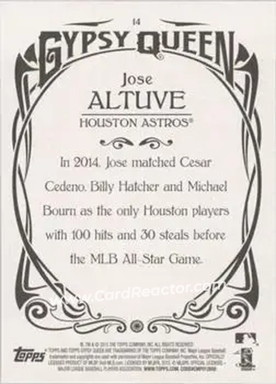 2015 Topps Gypsy Queen #14b - Jose Altuve - Houston Astros - Back